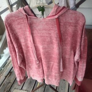 Lightweight Coral Pink Cropped Hoodie